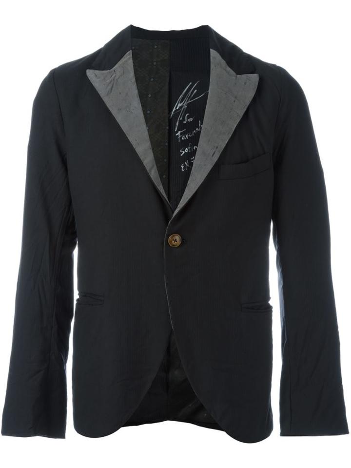 Geoffrey B. Small Contrasting Lapel Blazer, Men's, Size: Medium, Black, Silk/wool