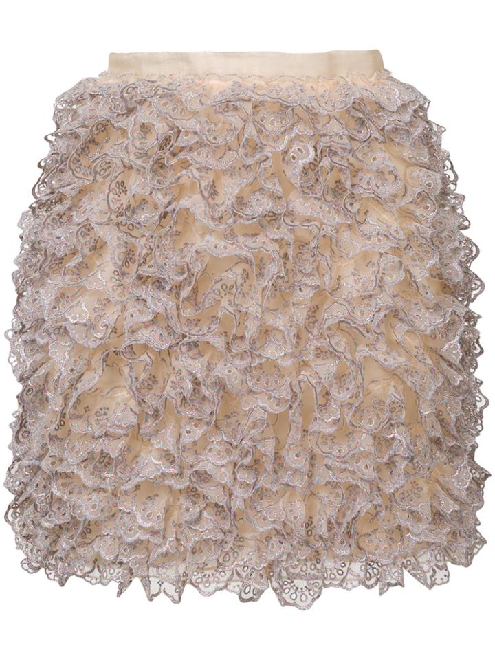Christopher Kane Ruffled Mini Skirt - Nude & Neutrals