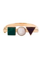 Eshvi Back To School Bracelet, Women's, Metallic, Gold Plated Brass/malachite/swarovski Crystal