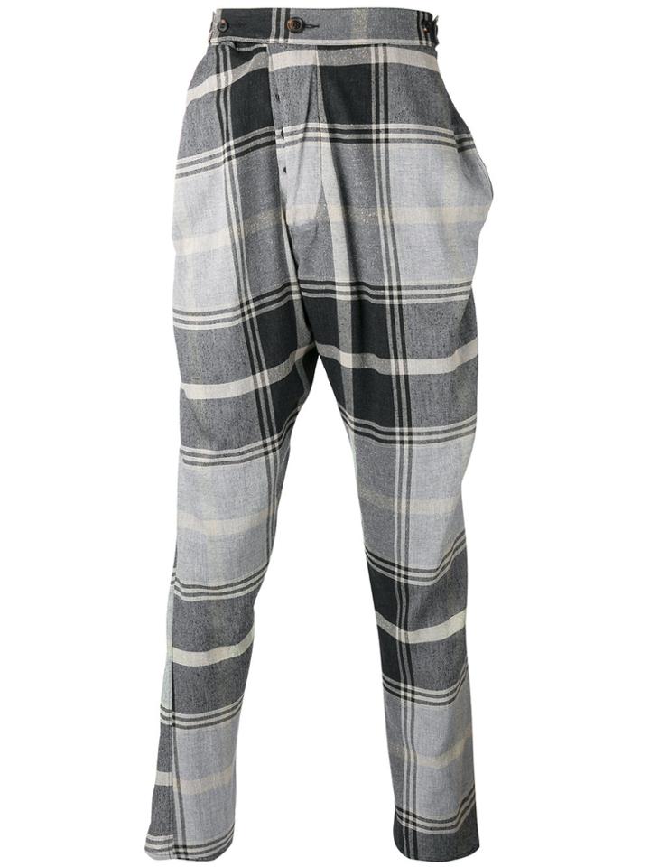 Vivienne Westwood Man Checked Drop-crotch Trousers - Grey