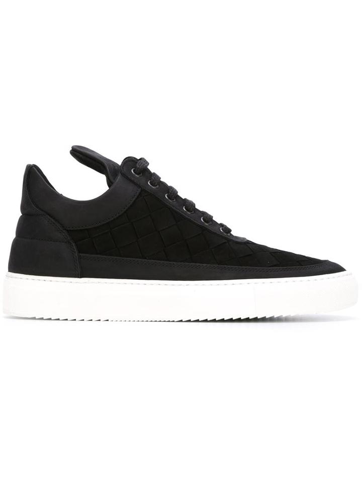 Filling Pieces Woven Panel Sneakers, Men's, Size: 43, Black, Suede/leather/rubber