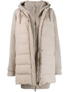 Brunello Cucinelli Zipped Knitted Padded Jacket - Neutrals