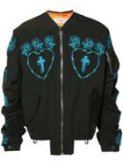 Mr. Completely - Rose Embroidered Bomber Jacket - Men - Silk/cotton/nylon - M, Black, Silk/cotton/nylon