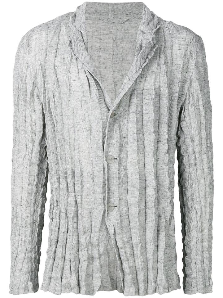 Issey Miyake Men Ruched Cardigan - Grey