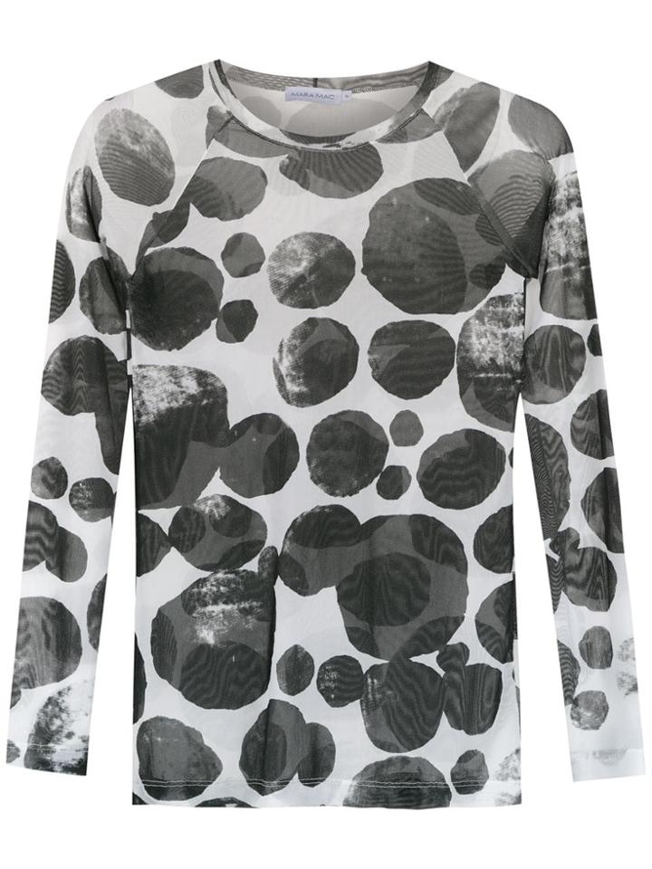 Mara Mac Printed Tulle Top - White