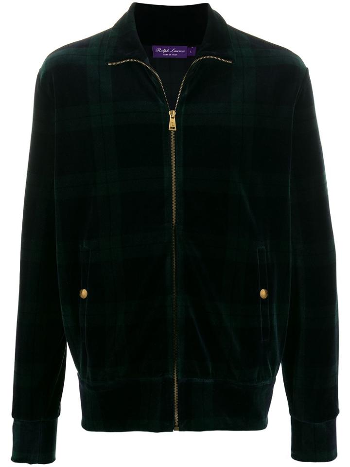 Ralph Lauren Purple Label Zip Up Tartan Print Sweatshirt - Green