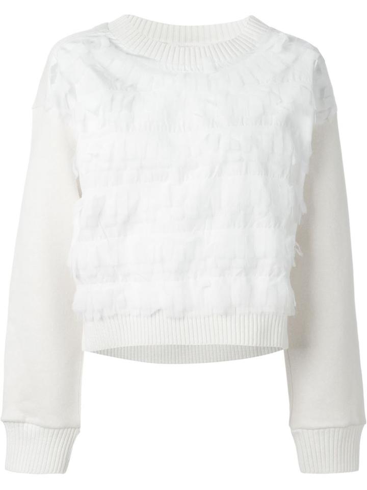 See By Chloé Frill Panel Sweatshirt, Women's, Size: L, White, Cotton/polyester/viscose