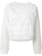 See By Chloé Frill Panel Sweatshirt, Women's, Size: L, White, Cotton/polyester/viscose