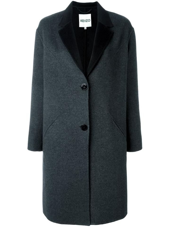Kenzo Single Breasted Coat, Women's, Size: 40, Grey, Cashmere/wool
