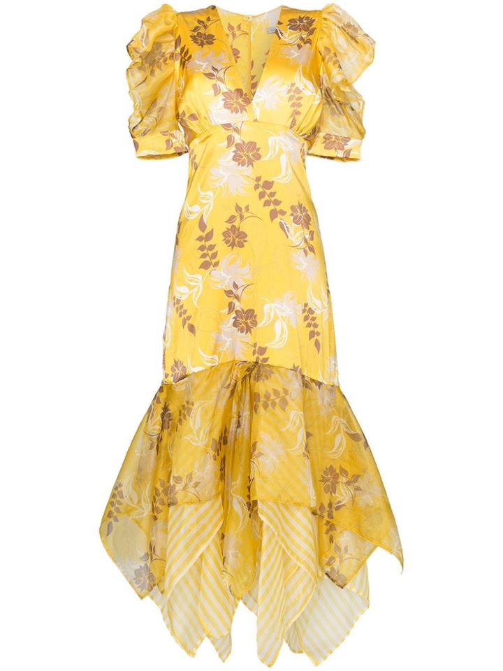Silvia Tcherassi Lycka Floral Print Maxi-dress - Yellow