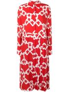 Msgm Chain Print Pleated Dress - Red