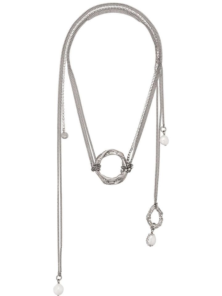 Givenchy Moon Pendant Lasso Necklace - Silver