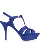 Saint Laurent Tribute Sandals, Women's, Size: 36.5, Blue, Calf Leather/leather