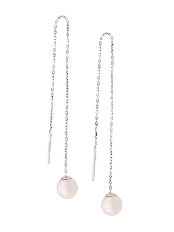 Redline 14kt White Gold Sensuelle Akoya Pearl Chain Earrings - Silver