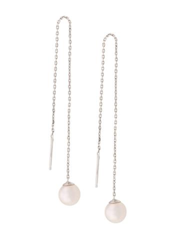 Redline 14kt White Gold Sensuelle Akoya Pearl Chain Earrings - Silver