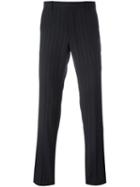 Maison Margiela Pinstripe Straight Leg Trousers, Men's, Size: 48, Blue, Virgin Wool/viscose/cotton