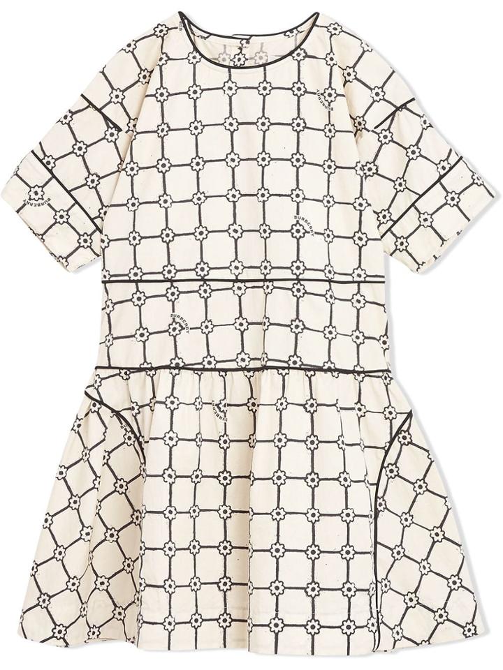 Burberry Kids Teen Floral Print Dress - Neutrals