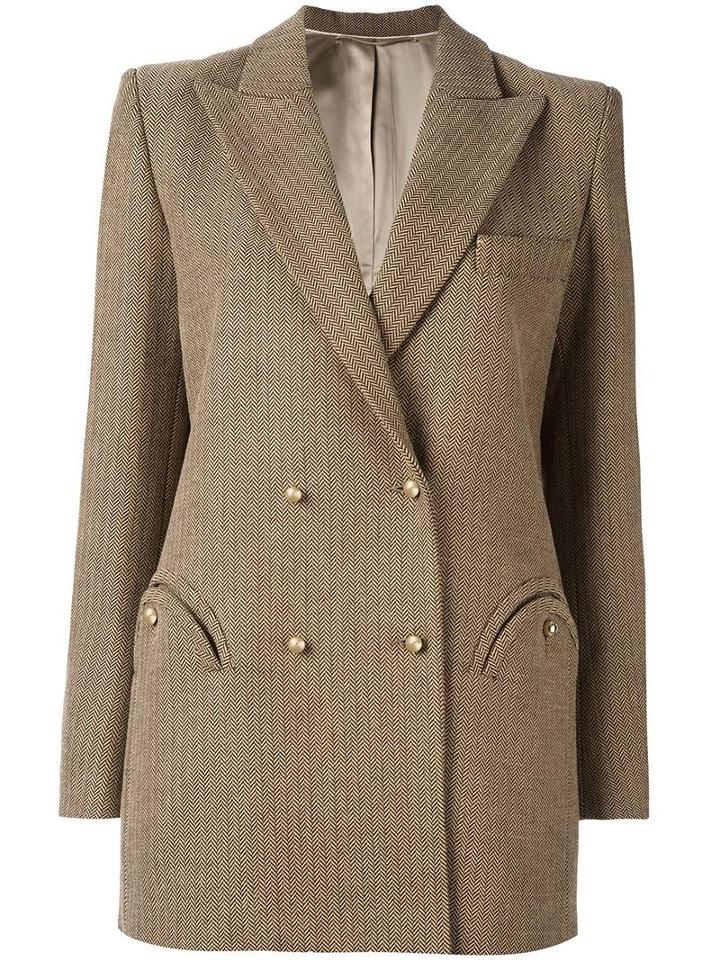 Blazé Milano 'mr What' Double Breasted Blazer, Women's, Size: 0, Brown, Cotton/viscose/cupro