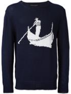 Christian Pellizzari Boat Intarsia Jumper, Men's, Size: 48, Blue, Cotton
