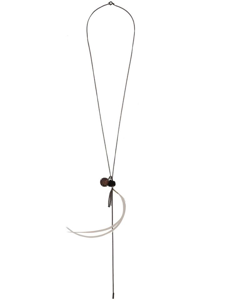 Ann Demeulemeester Coin Feather Necklace - Black
