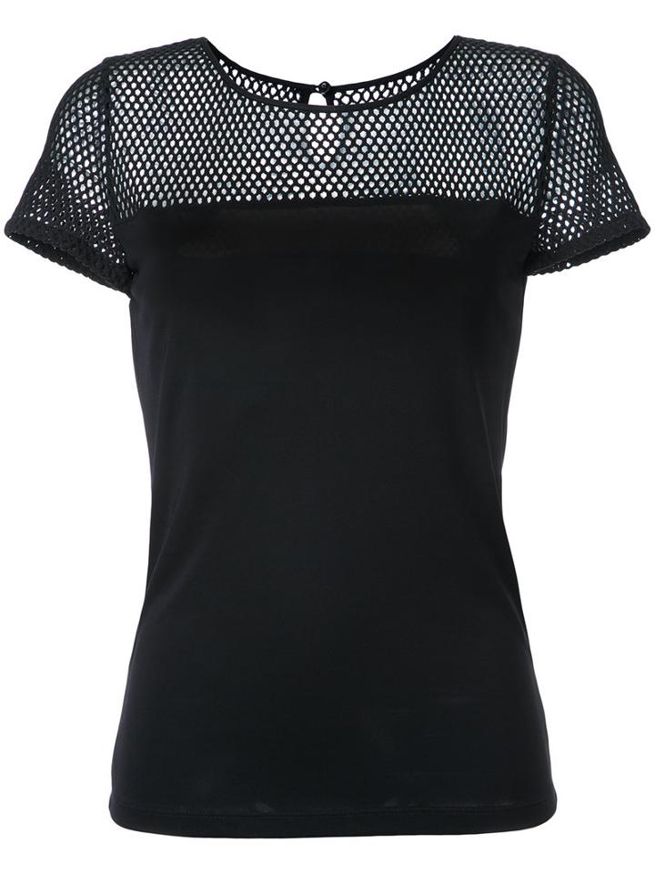 Barbara Bui - Fishnet Panel T-shirt - Women - Polyamide/viscose - 36, Women's, Black, Polyamide/viscose