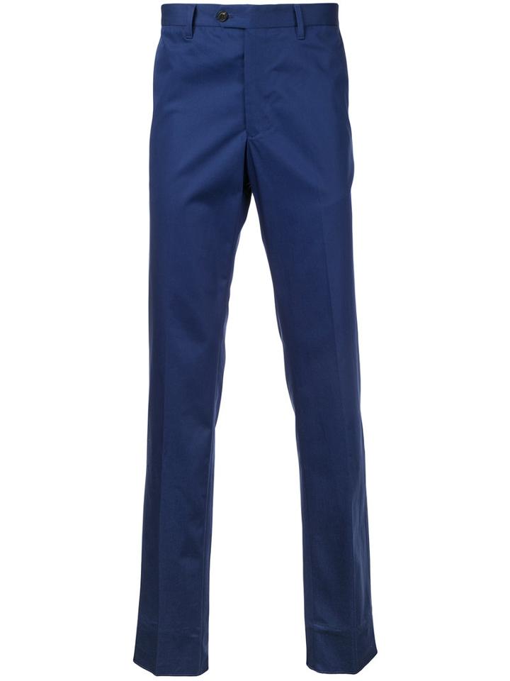 Gieves & Hawkes - Slim Fit Trousers - Men - Cotton - 36, Blue, Cotton