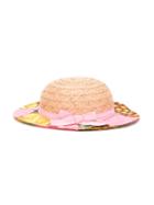 Dolce & Gabbana Kids Patchwork Straw Hat, Girl's, Size: 56 Cm, Nude/neutrals