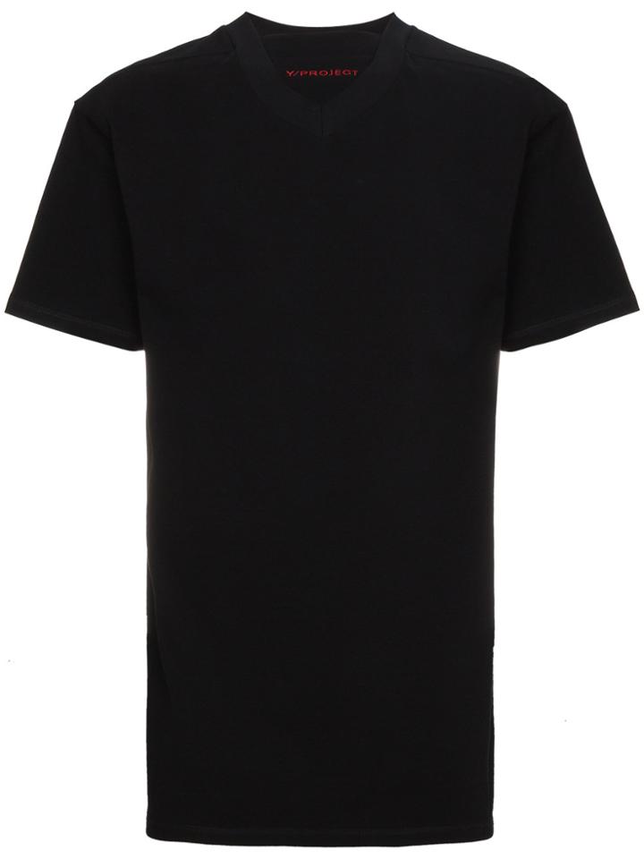 Y / Project Double Collar Logo T Shirt - Black