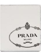 Prada Printed Logo Wallet - White