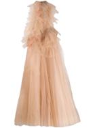 Nº21 Feather Trim Tulle Gown - Neutrals