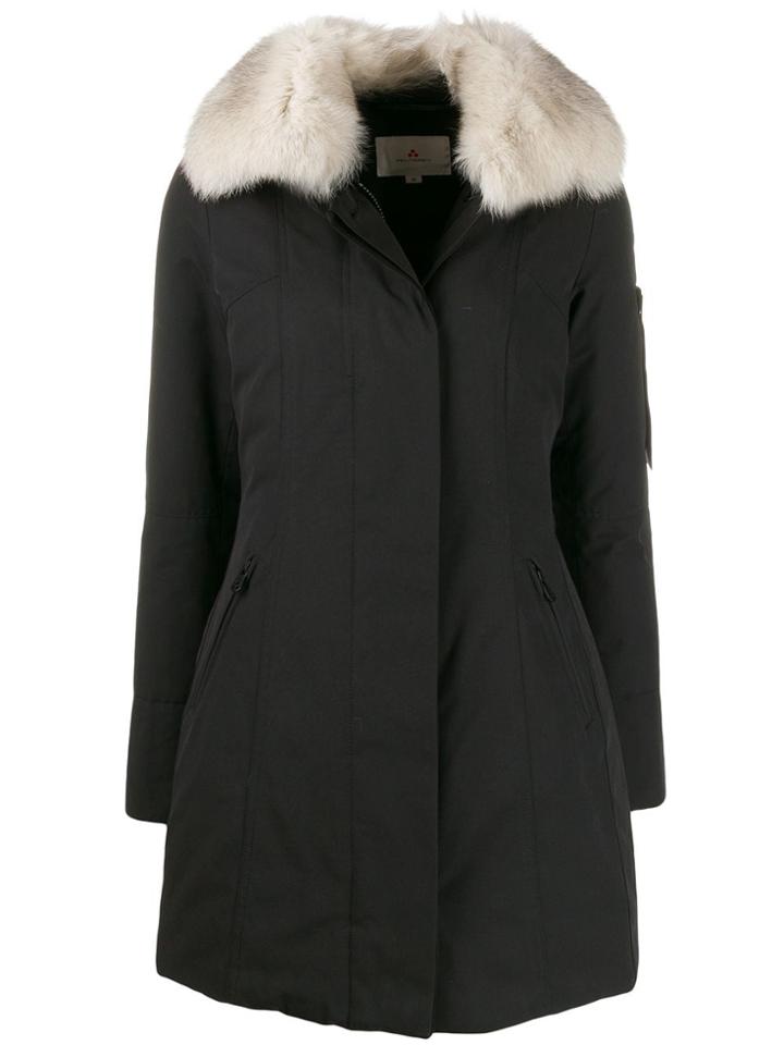Peuterey Contrasting Collar Padded Coat - Black