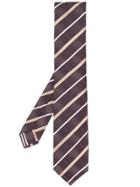 Kiton Diagonal Stripe Tie - Brown