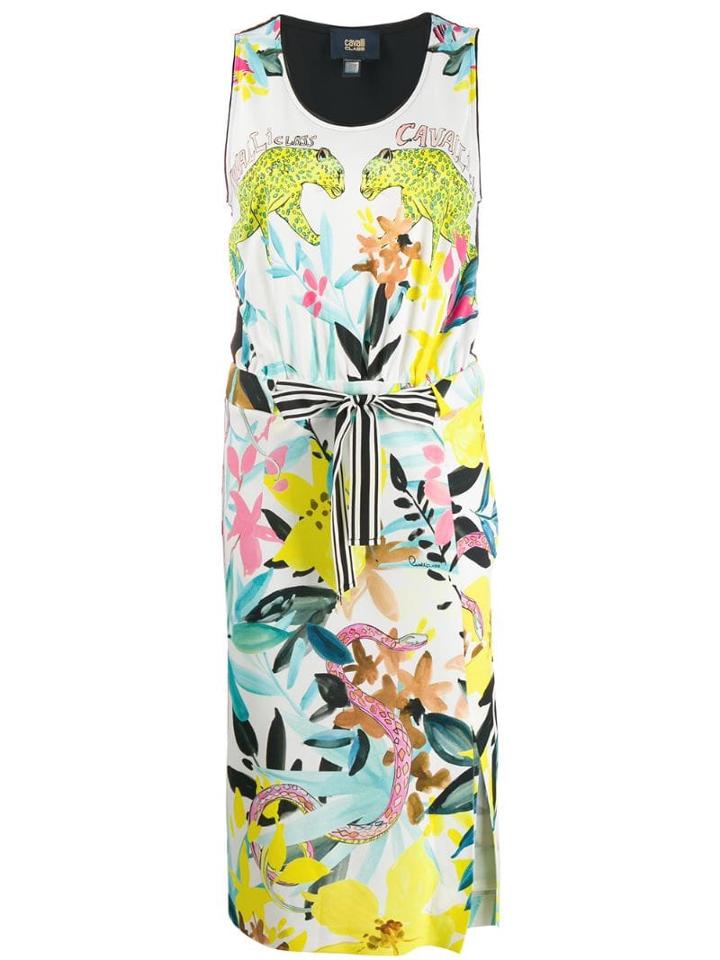 Cavalli Class Jungle Print Midi Dress - White