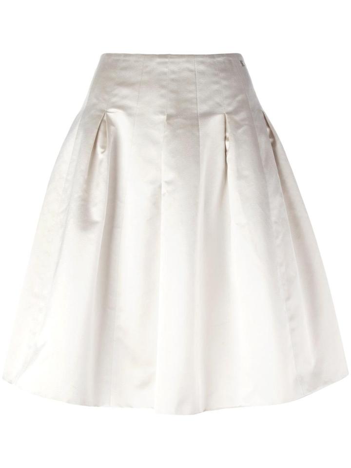 Chanel Vintage Pleated A-line Skirt - White