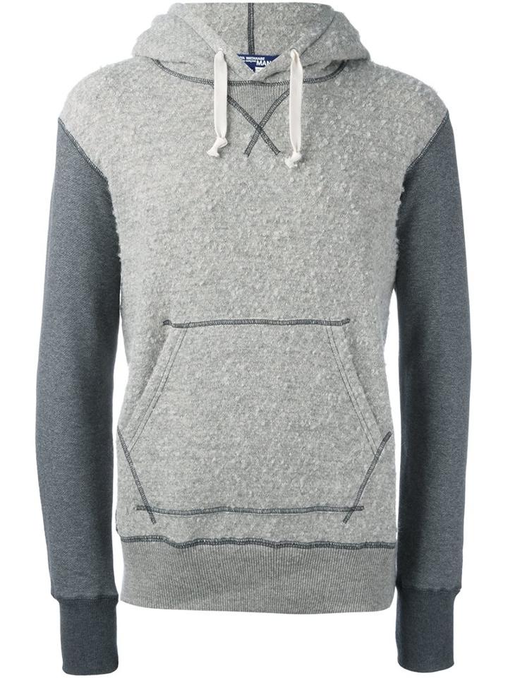 Junya Watanabe Comme Des Garçons Man Contrast Hoodie, Men's, Size: Medium, Grey, Nylon/wool/alpaca/cotton