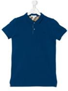Burberry Kids - Logo Embroidered Polo Shirt - Kids - Cotton - 14 Yrs, Blue