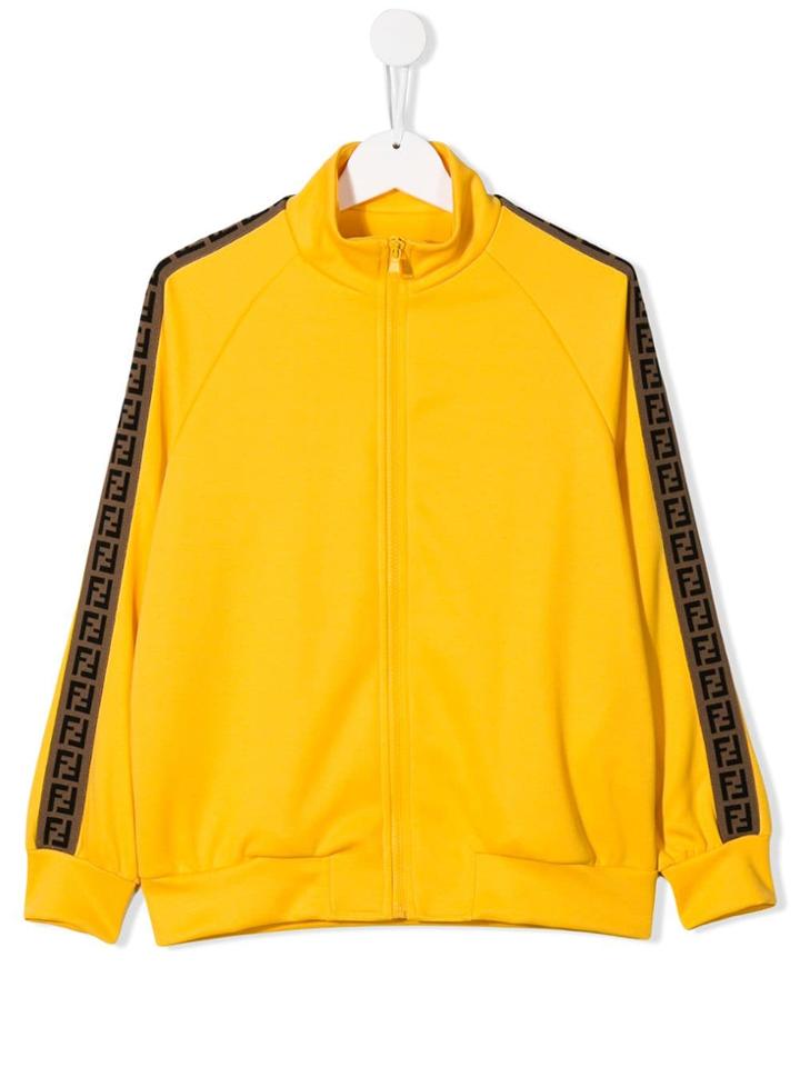 Fendi Kids Logo Trim Jersey Sweatshirt - Yellow