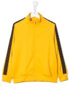 Fendi Kids Logo Trim Jersey Sweatshirt - Yellow