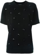 Marc Jacobs Embellished Short Sleeve Sweatshirt, Women's, Size: Large, Black, Cotton/nylon/viscose/wool