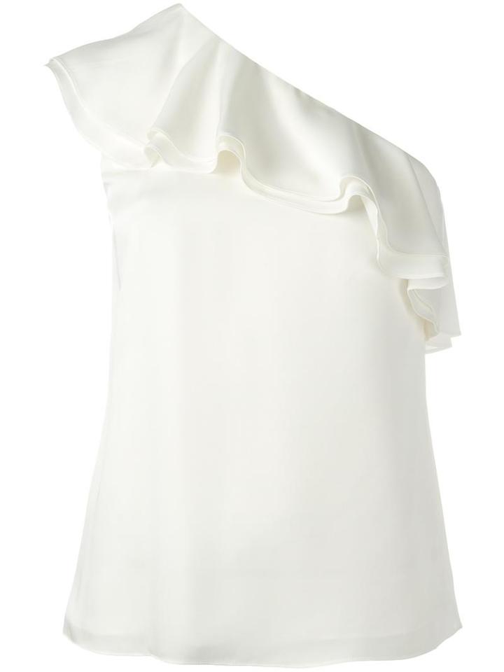 Theory One-shoulder Ruffle Top, Women's, Size: Small, White, Silk