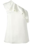 Theory One-shoulder Ruffle Top, Women's, Size: Small, White, Silk