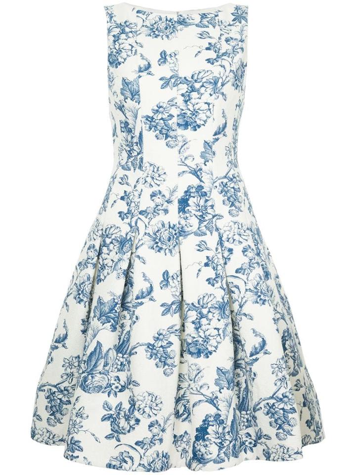 Oscar De La Renta Floral Print Midi Dress - White