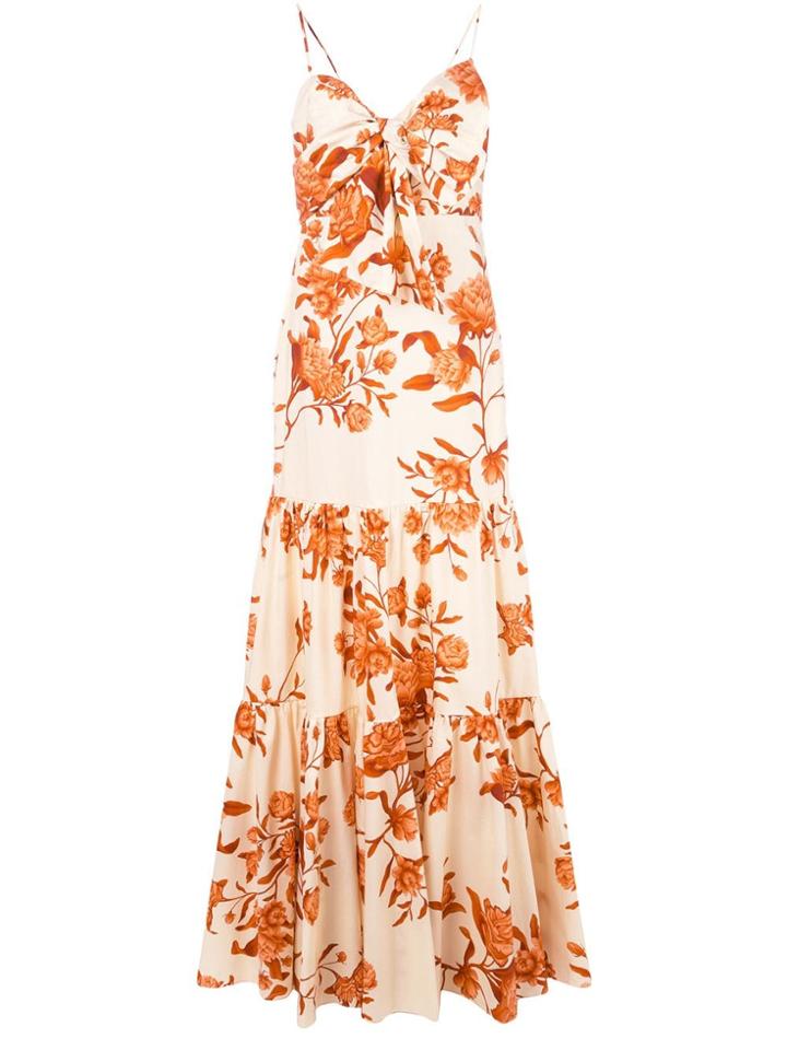 Johanna Ortiz Bow Detail Floral Dress - Neutrals