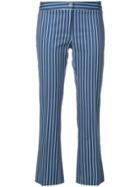 Meme Cropped Stripe Trousers - Blue