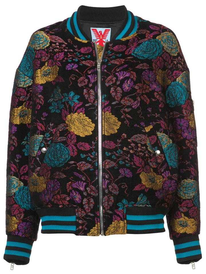Adaptation Embroidered Floral-jacquard Bomber Jacket - Black
