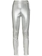 Skiim Amy High Waisted Skinny Leather Trousers - Metallic