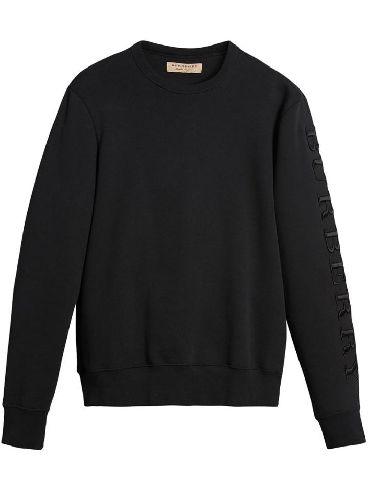 Burberry Embroidered Sleeve Jersey Sweatshirt - Black