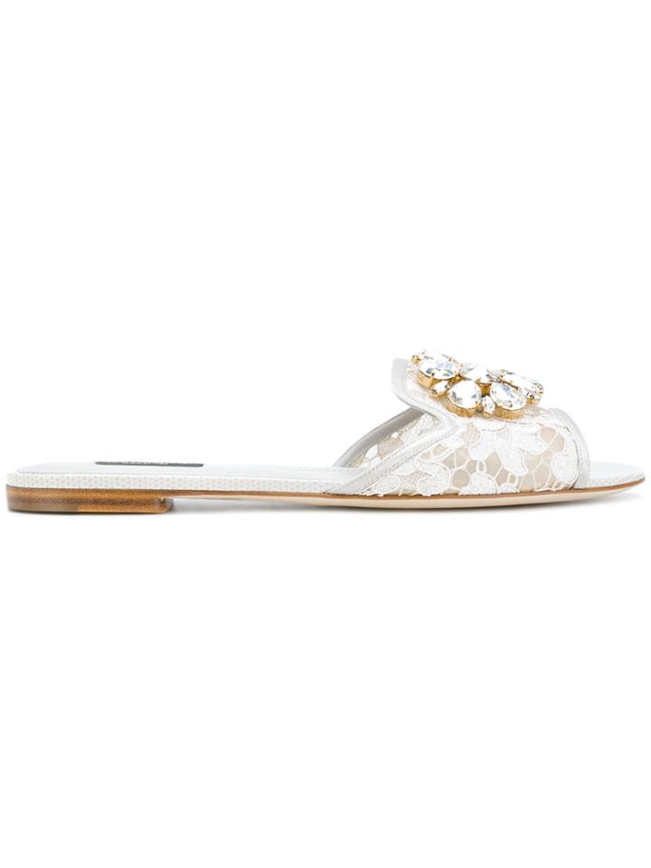 Dolce & Gabbana Bianca Flat Sandals - Grey