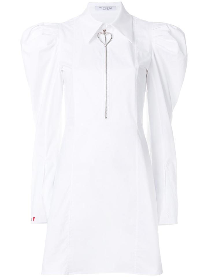 Vivetta Puff Sleeve Shirt Dress - White