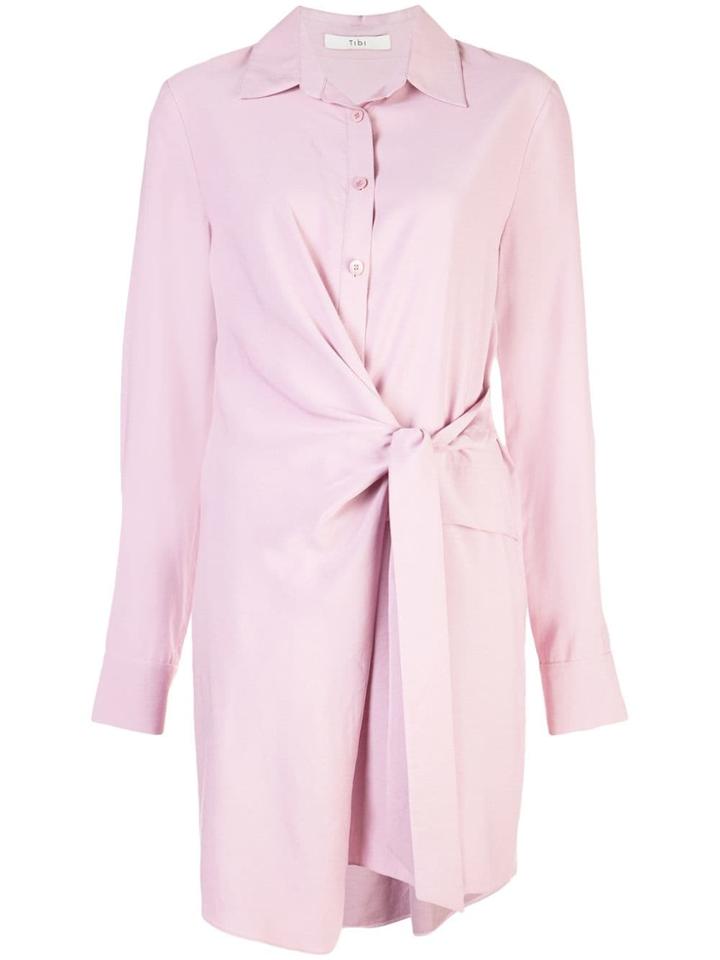 Tibi Wrap Front Shirt Dress - Pink